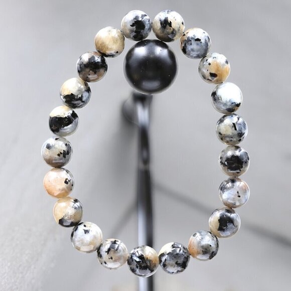 High Flash Black Moonstone Gemstone Bracelet Handmade - Picture 4 of 5